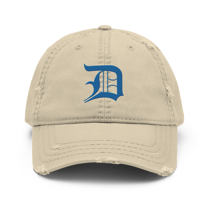 Detroit 'Old English D' Distressed Dad Hat (Azure)