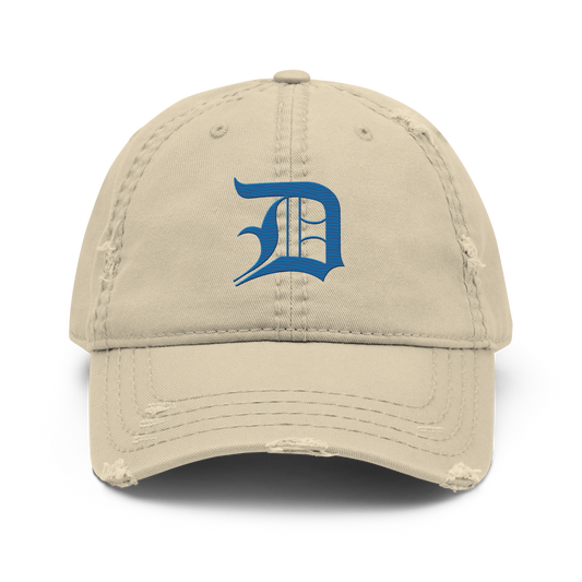 Detroit 'Old English D' Distressed Dad Hat (Azure)