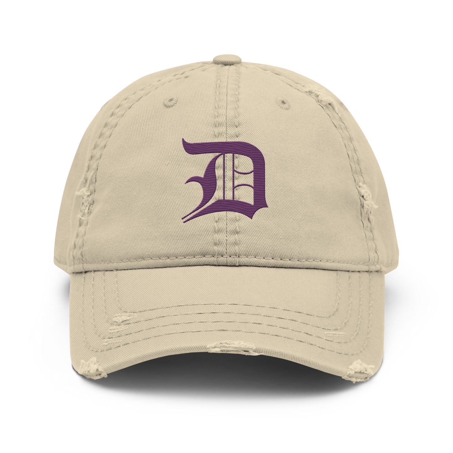 Detroit 'Old English D' Distressed Dad Hat (Plum)