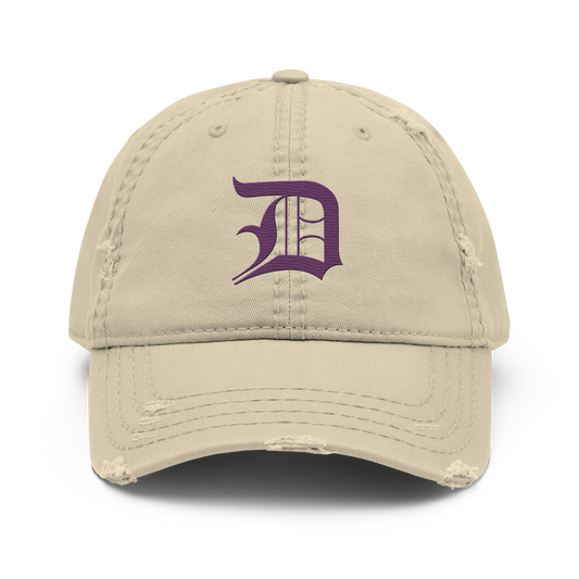 Detroit 'Old English D' Distressed Dad Hat (Plum)