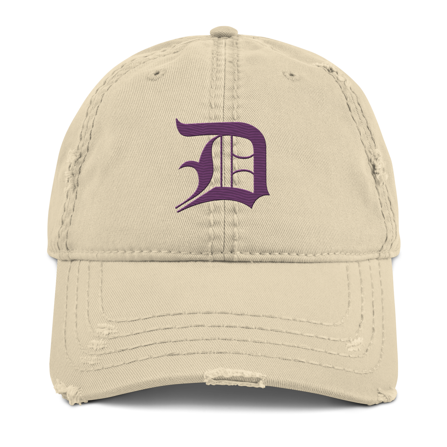 Detroit 'Old English D' Distressed Dad Hat (Plum)