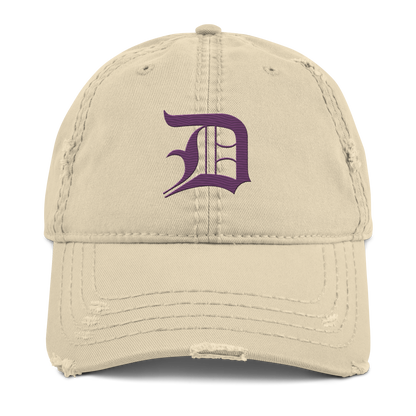 Detroit 'Old English D' Distressed Dad Hat (Plum)