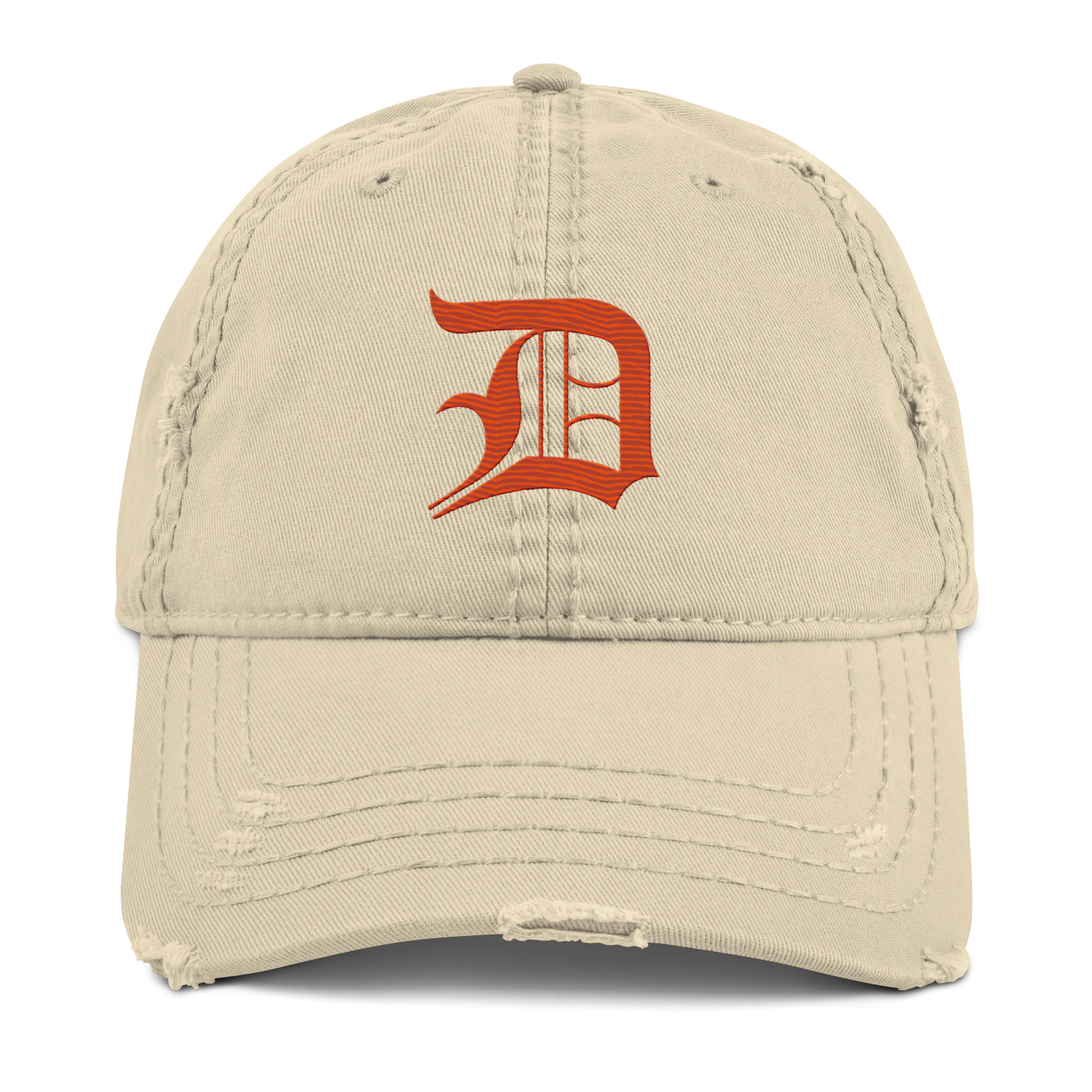 Detroit 'Old English D' Distressed Dad Hat (Maple Leaf Orange)