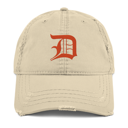 Detroit 'Old English D' Distressed Dad Hat (Maple Leaf Orange)