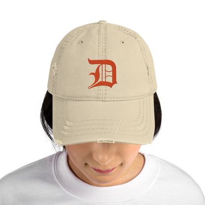 Detroit 'Old English D' Distressed Dad Hat (Maple Leaf Orange)