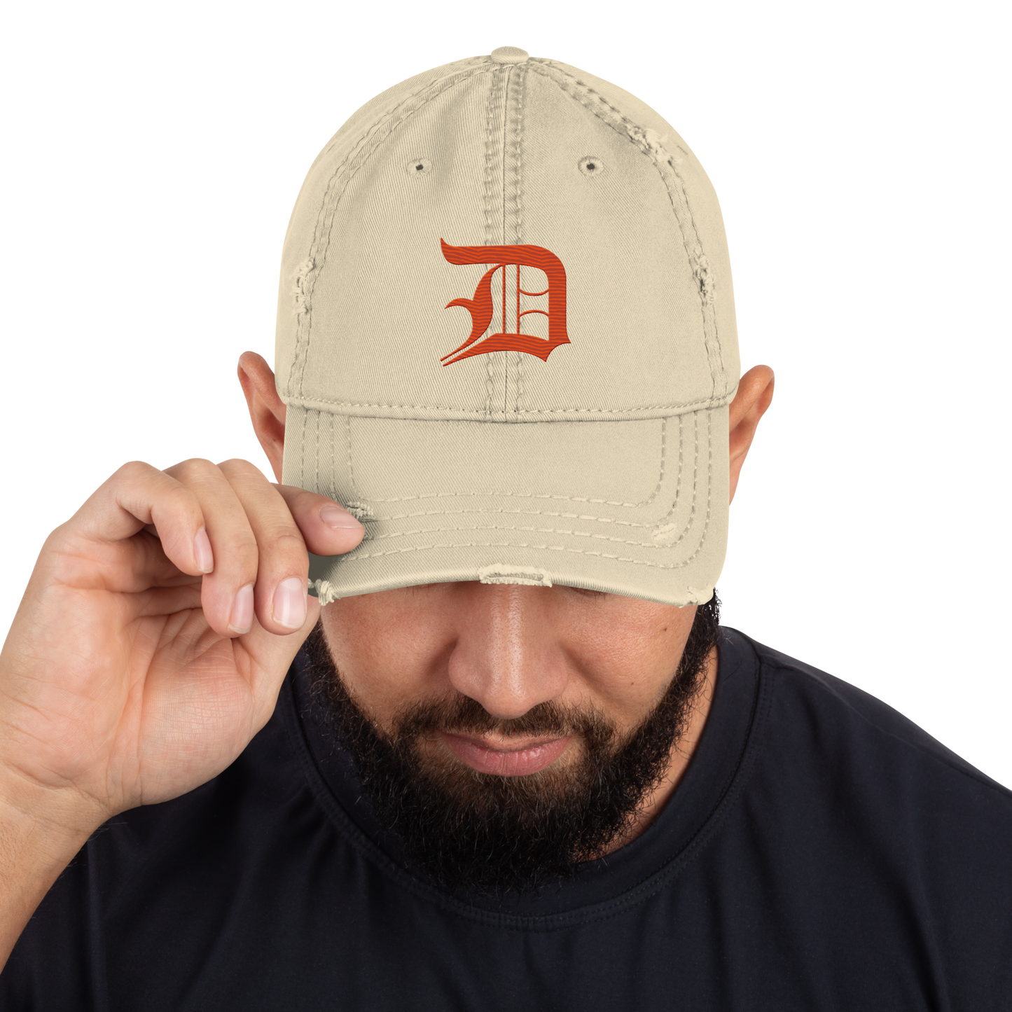 Detroit 'Old English D' Distressed Dad Hat (Maple Leaf Orange)