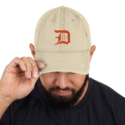 Detroit 'Old English D' Distressed Dad Hat (Maple Leaf Orange)