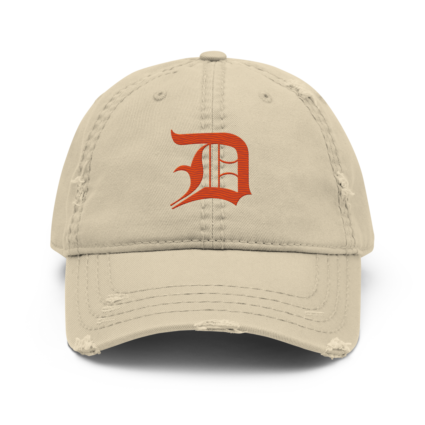 Detroit 'Old English D' Distressed Dad Hat (Maple Leaf Orange)