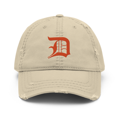 Detroit 'Old English D' Distressed Dad Hat (Maple Leaf Orange)