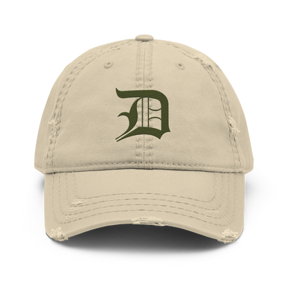 Detroit 'Old English D' Distressed Dad Hat (Army Green)