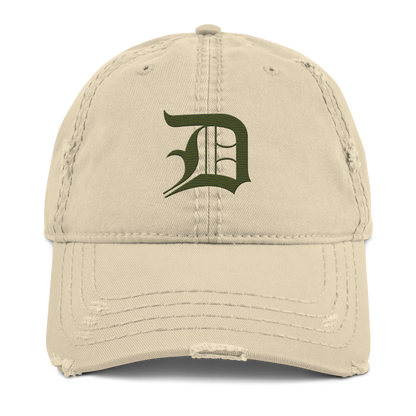 Detroit 'Old English D' Distressed Dad Hat (Army Green)