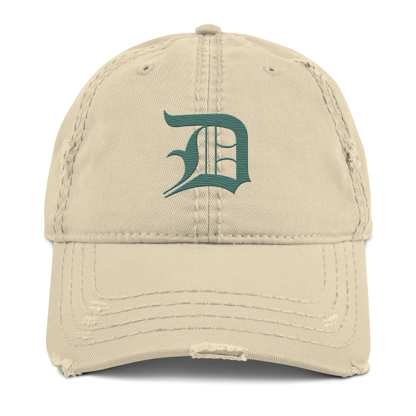 Detroit 'Old English D' Distressed Dad Hat (Copper Green)