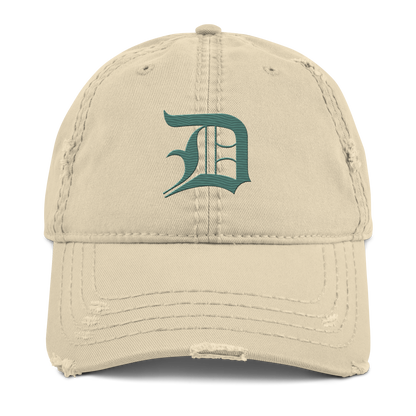 Detroit 'Old English D' Distressed Dad Hat (Copper Green)