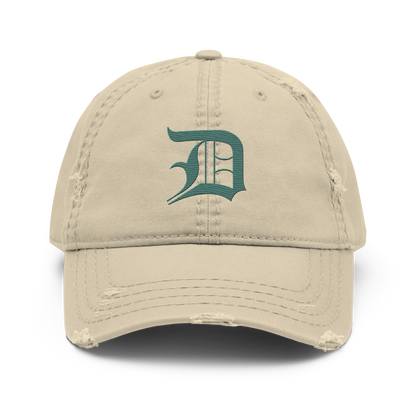 Detroit 'Old English D' Distressed Dad Hat (Copper Green)