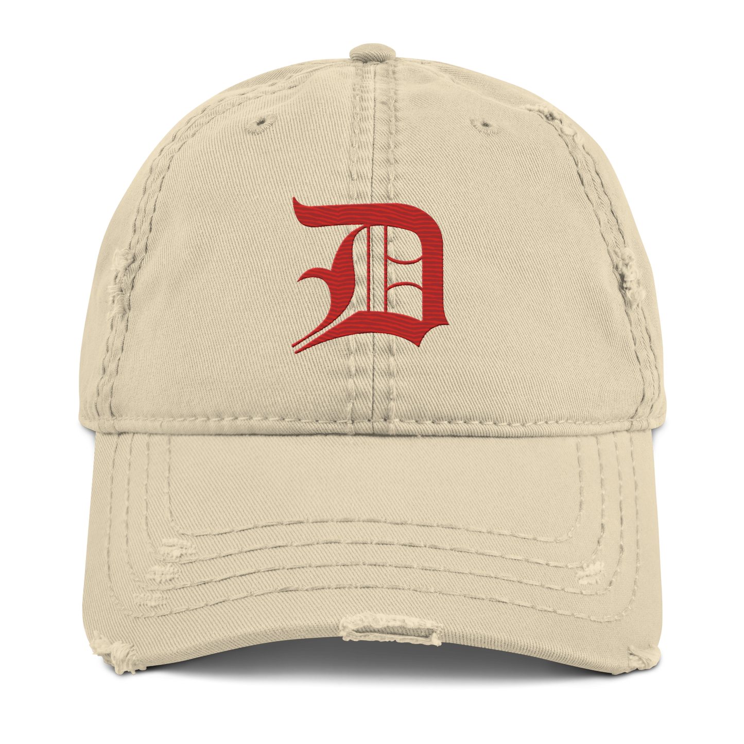 Detroit 'Old English D' Distressed Dad Hat (Aliform Red)