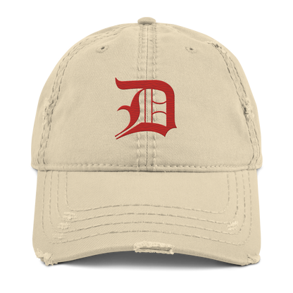 Detroit 'Old English D' Distressed Dad Hat (Aliform Red)