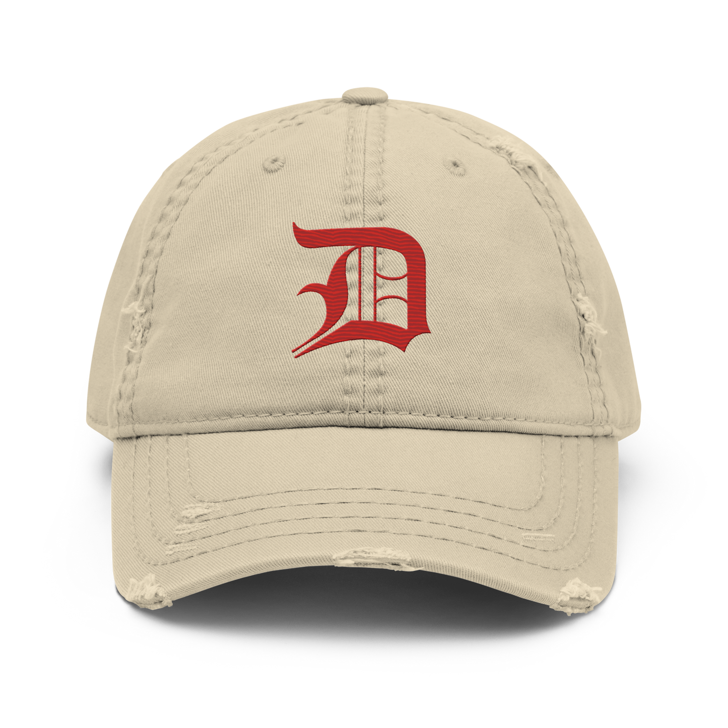 Detroit 'Old English D' Distressed Dad Hat (Aliform Red)