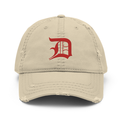 Detroit 'Old English D' Distressed Dad Hat (Aliform Red)