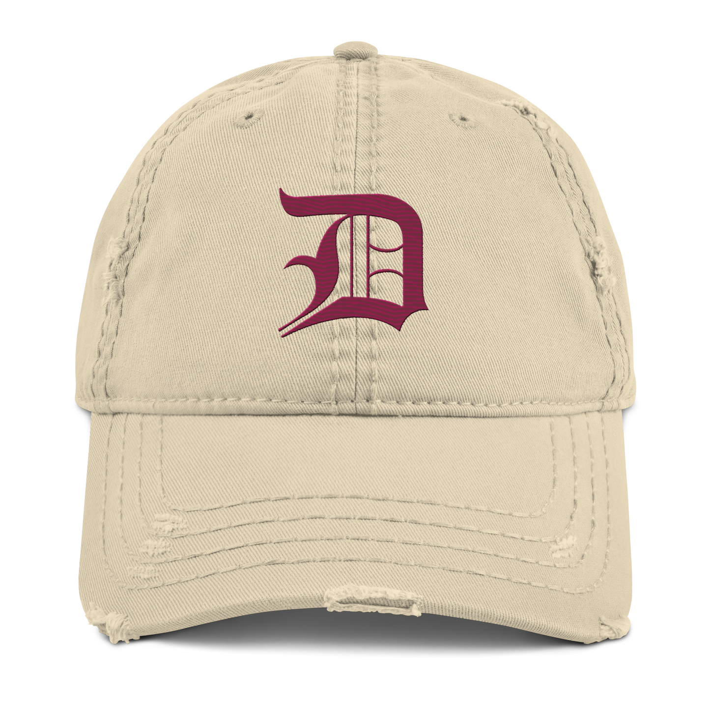 Detroit 'Old English D' Distressed Dad Hat (Ruby Red)