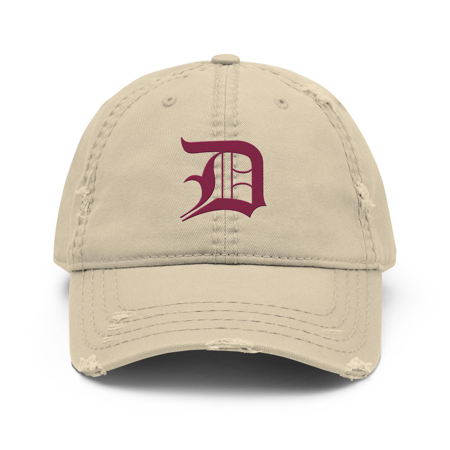 Detroit 'Old English D' Distressed Dad Hat (Ruby Red)