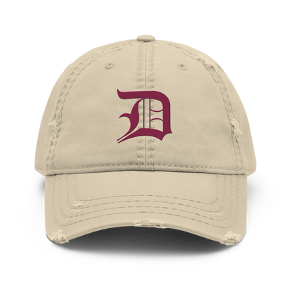 Detroit 'Old English D' Distressed Dad Hat (Ruby Red)