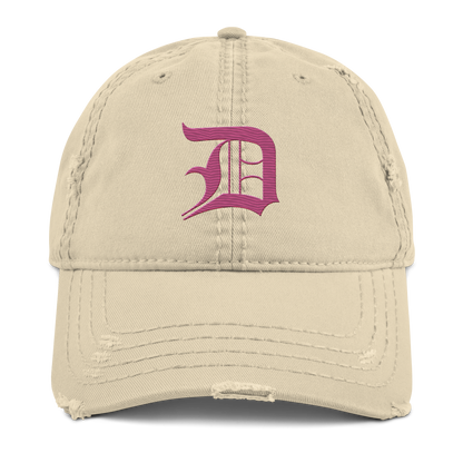 Detroit 'Old English D' Distressed Dad Hat (Apple Blossom Pink)