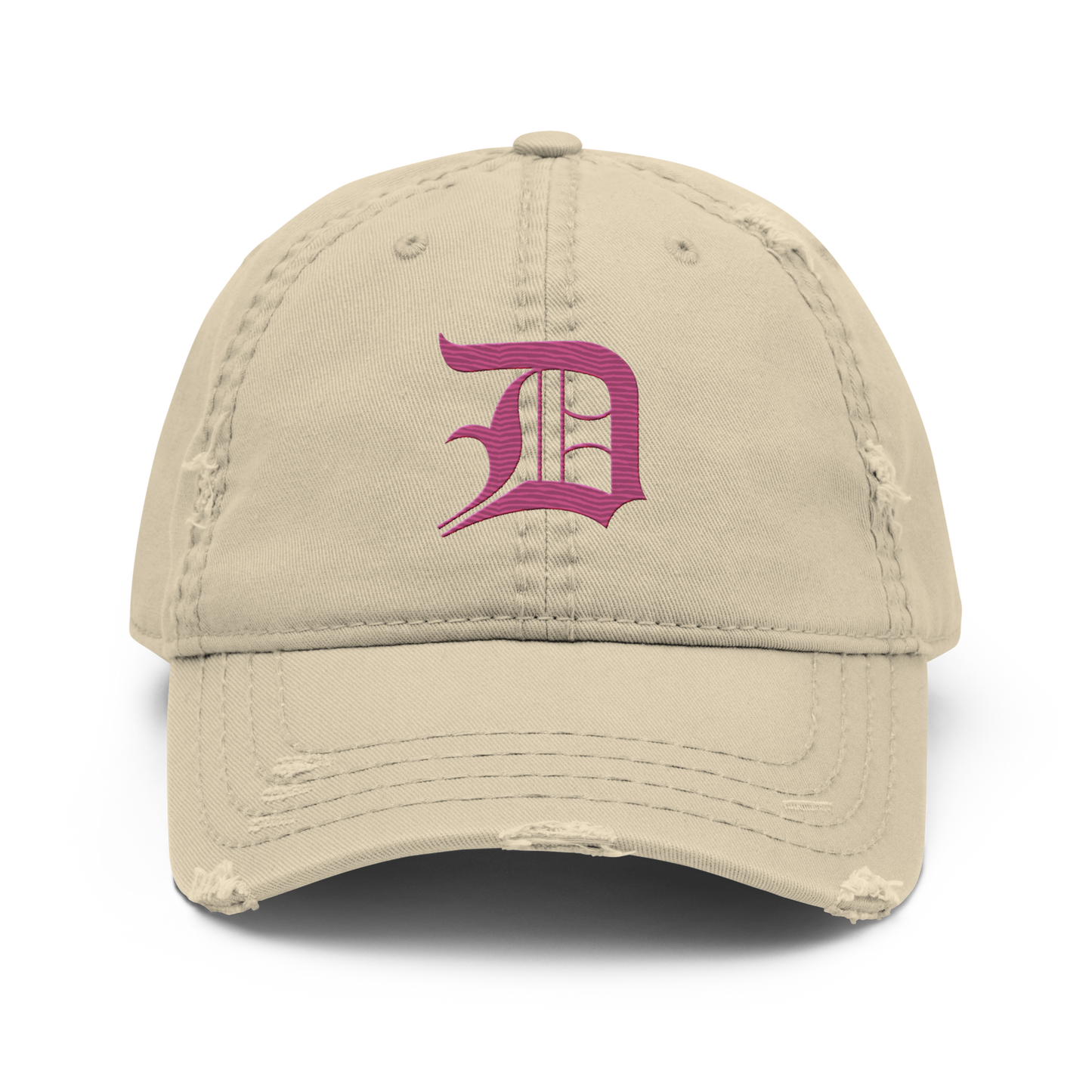 Detroit 'Old English D' Distressed Dad Hat (Apple Blossom Pink)