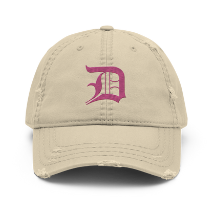 Detroit 'Old English D' Distressed Dad Hat (Apple Blossom Pink)