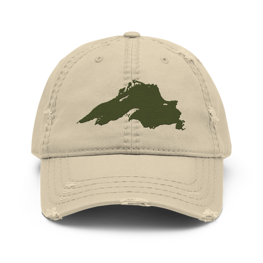 Lake Superior Distressed Dad Hat | Army Green