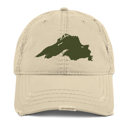 Lake Superior Distressed Dad Hat | Army Green