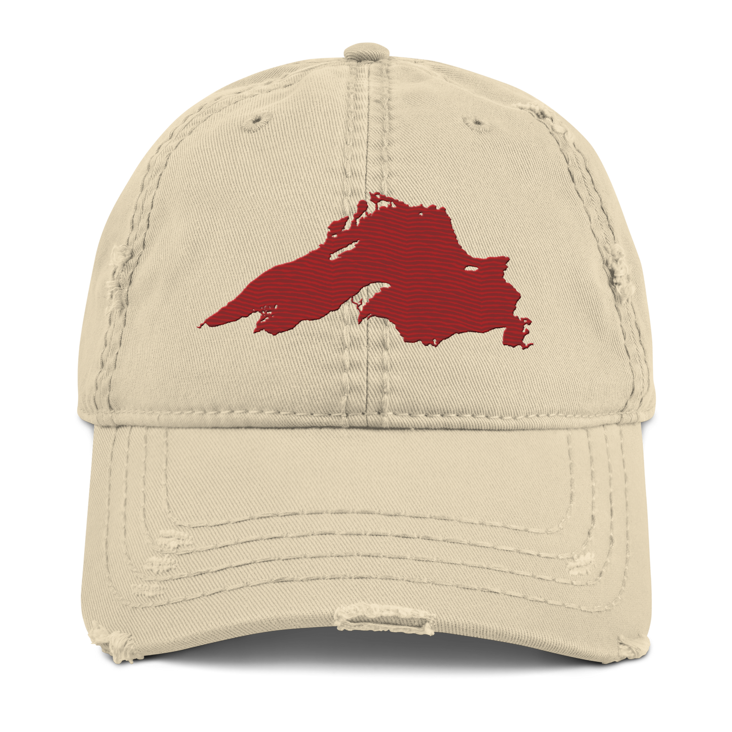 Lake Superior Distressed Dad Hat | Thimbleberry Red