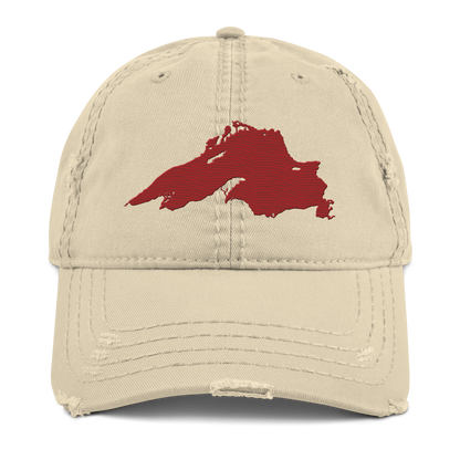 Lake Superior Distressed Dad Hat | Thimbleberry Red