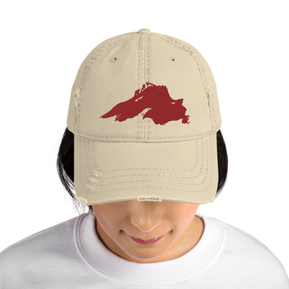 Lake Superior Distressed Dad Hat | Thimbleberry Red