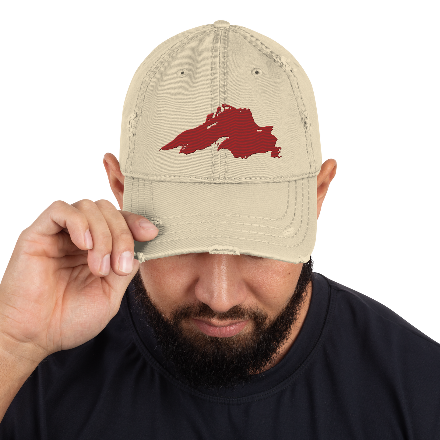 Lake Superior Distressed Dad Hat | Thimbleberry Red