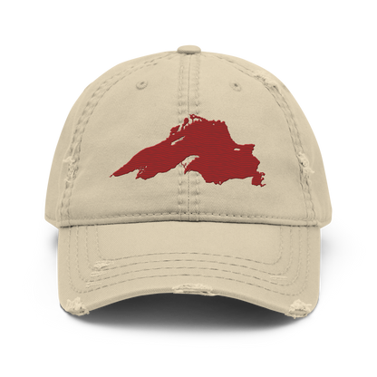 Lake Superior Distressed Dad Hat | Thimbleberry Red