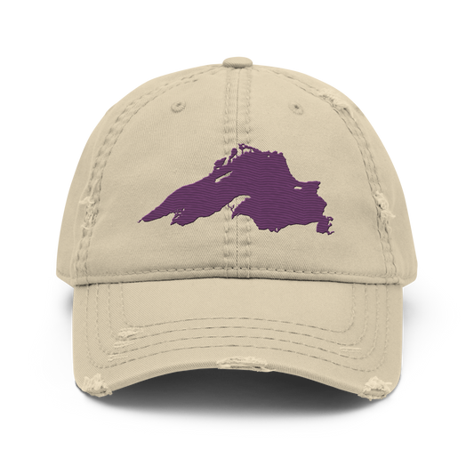 Lake Superior Distressed Dad Hat | Plum
