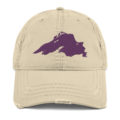 Lake Superior Distressed Dad Hat | Plum