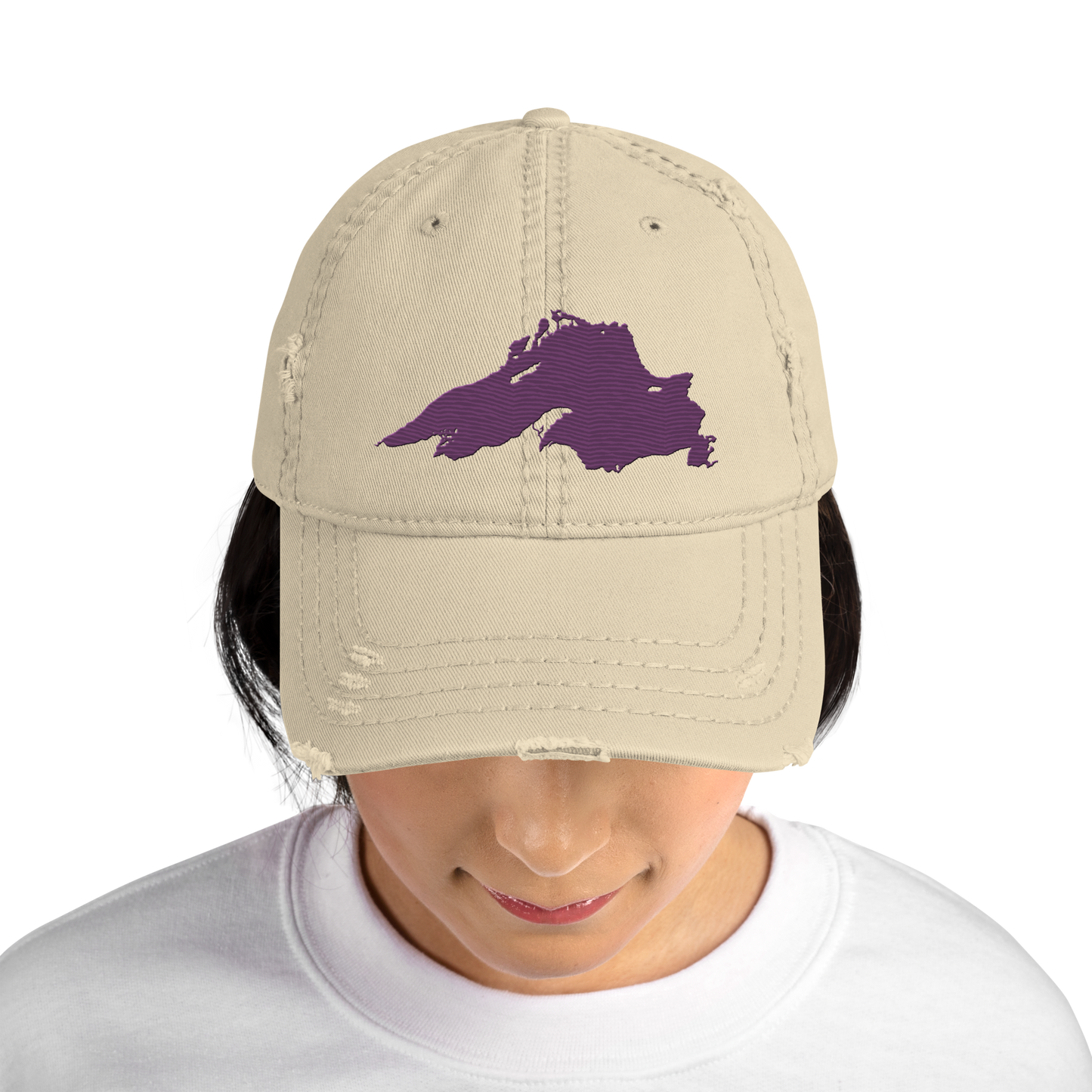 Lake Superior Distressed Dad Hat | Plum