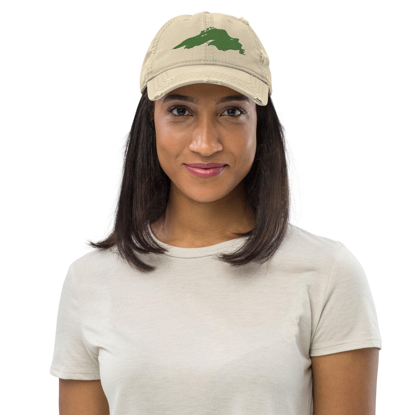 Lake Superior Distressed Dad Hat | Pine Green