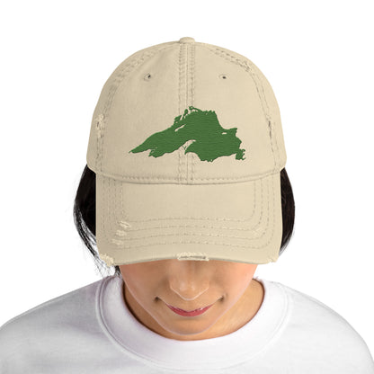 Lake Superior Distressed Dad Hat | Pine Green