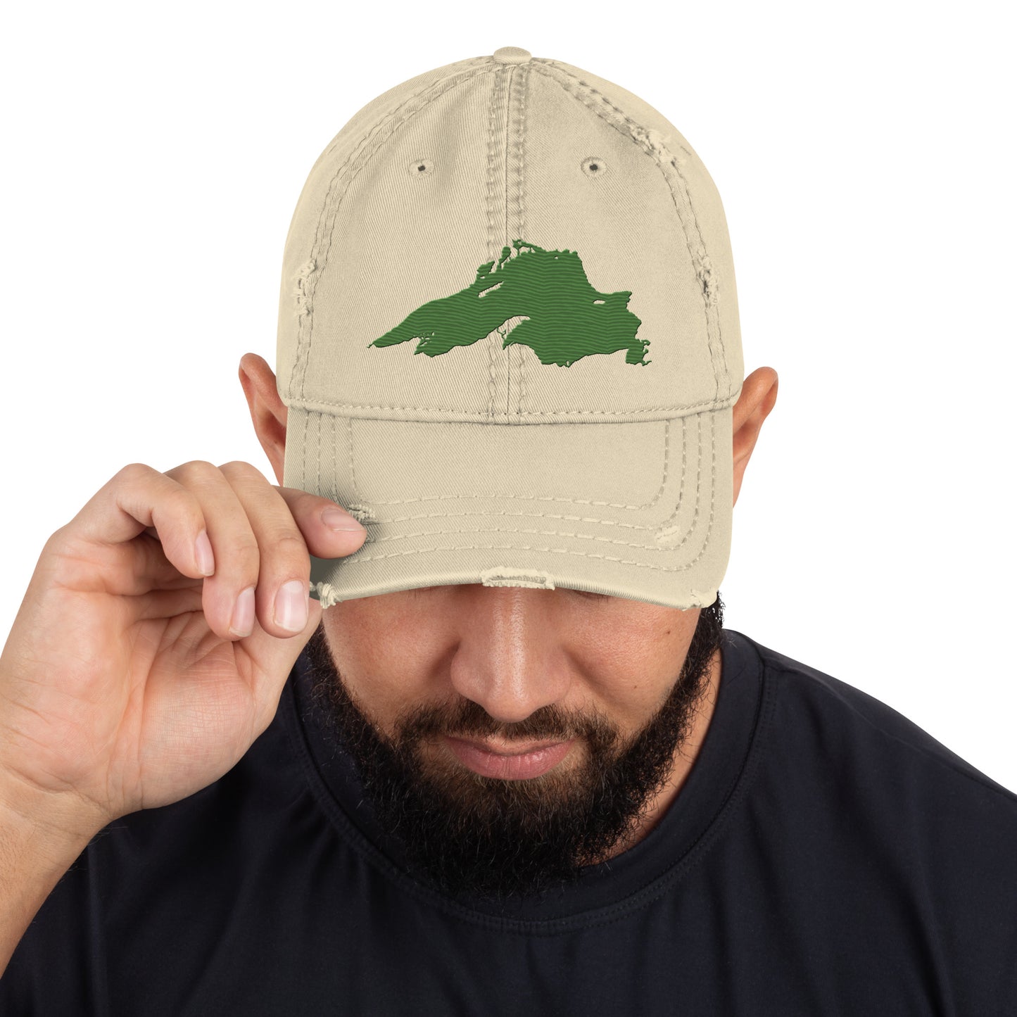 Lake Superior Distressed Dad Hat | Pine Green