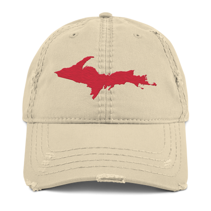 Upper Peninsula Distressed Dad Hat | Lighthouse Red