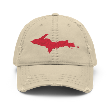 Upper Peninsula Distressed Dad Hat | Lighthouse Red