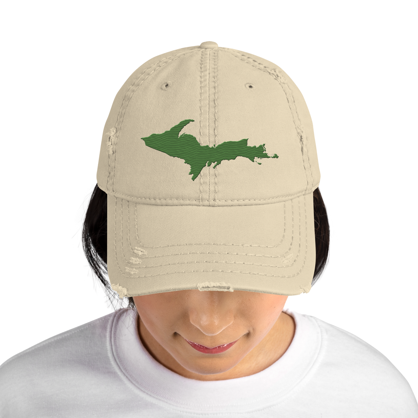 Upper Peninsula Distressed Dad Hat | Pine Green