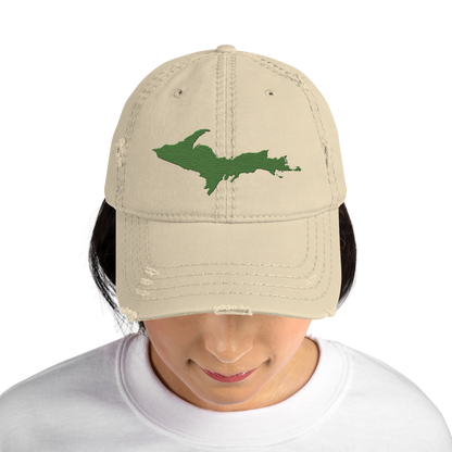 Upper Peninsula Distressed Dad Hat | Pine Green