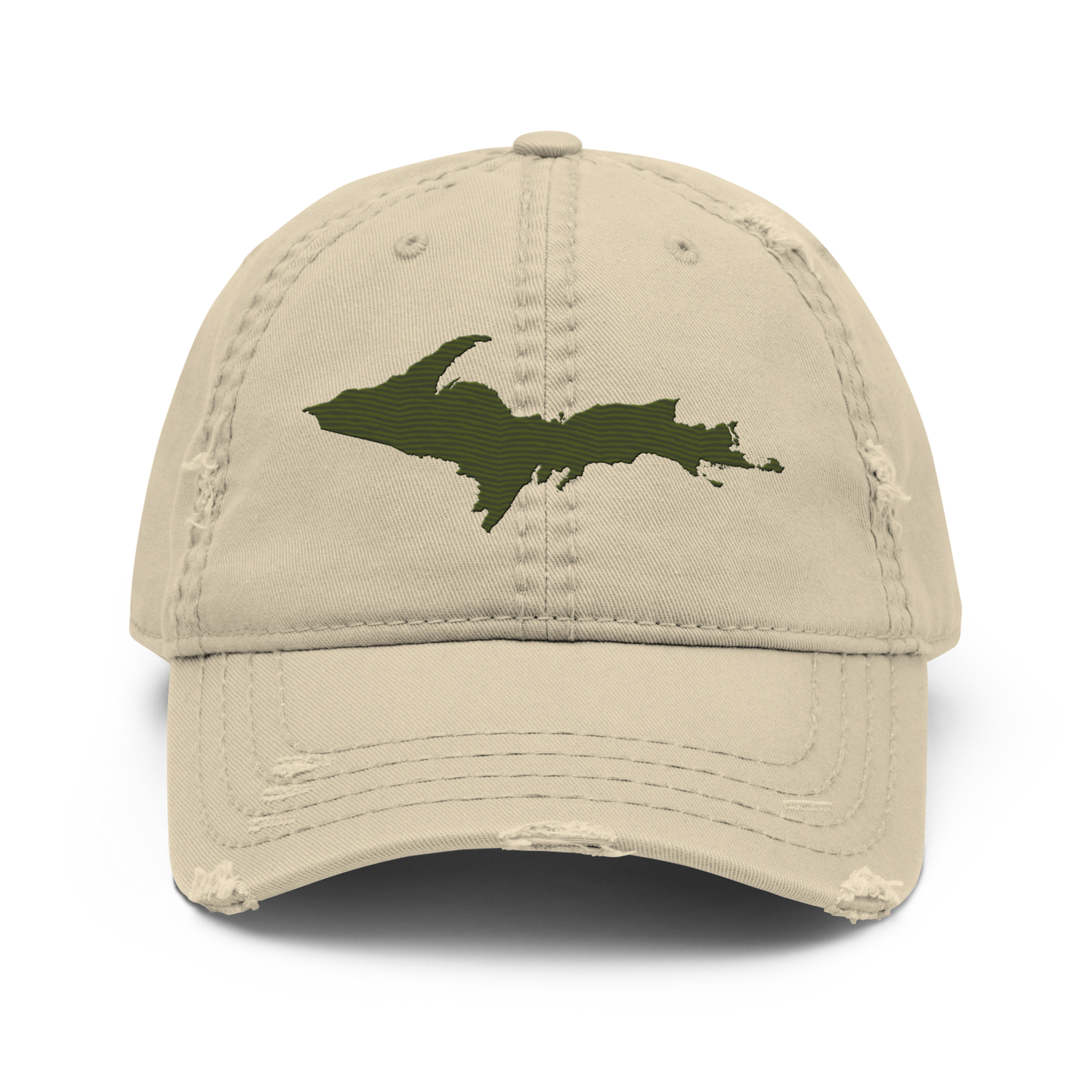 Upper Peninsula Distressed Dad Hat | Army Green