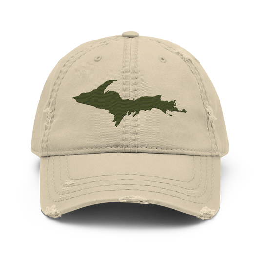 Upper Peninsula Distressed Dad Hat | Army Green