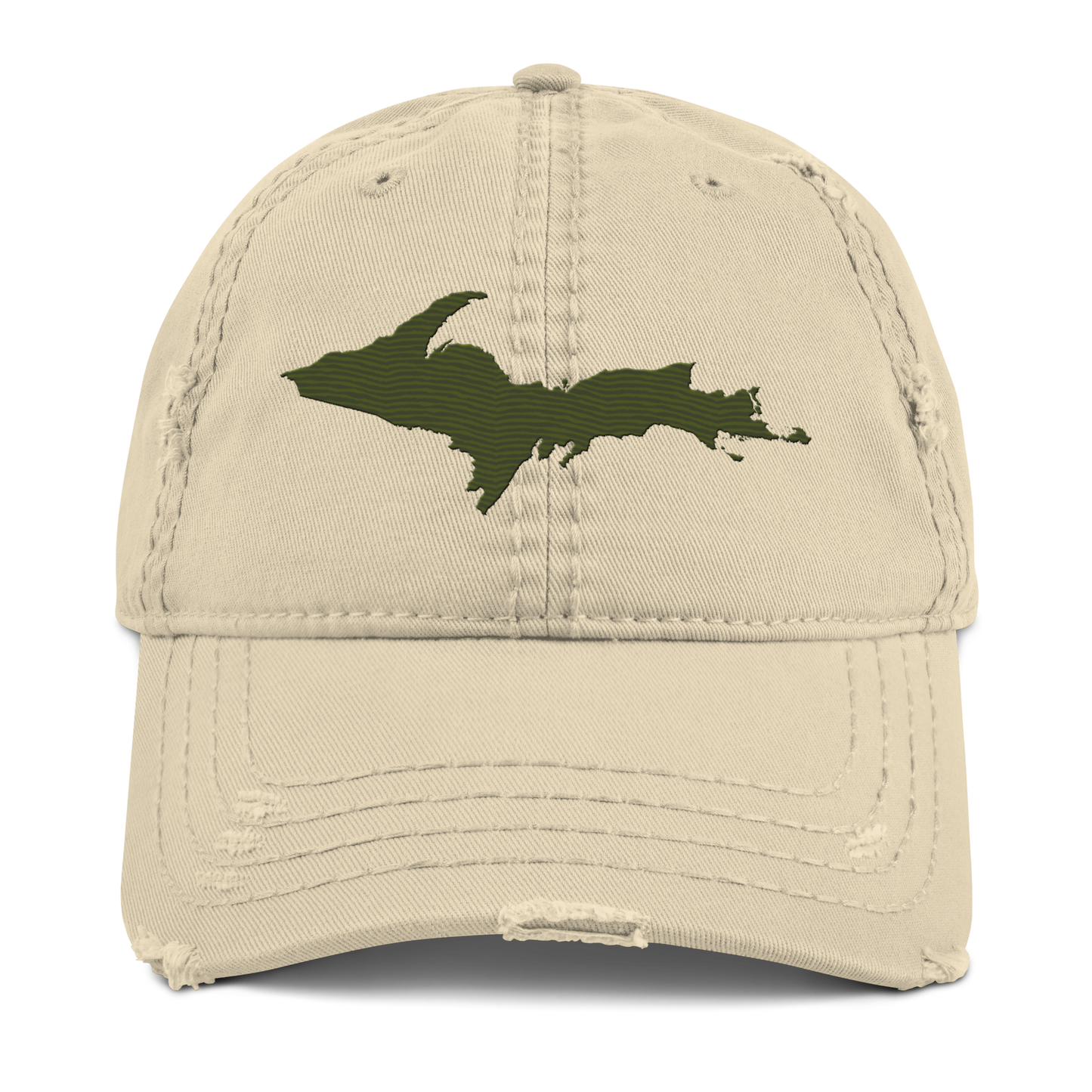 Upper Peninsula Distressed Dad Hat | Army Green