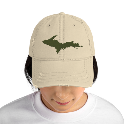 Upper Peninsula Distressed Dad Hat | Army Green