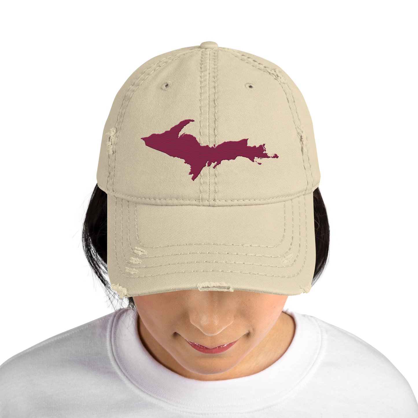 Upper Peninsula Distressed Dad Hat | Ruby Red